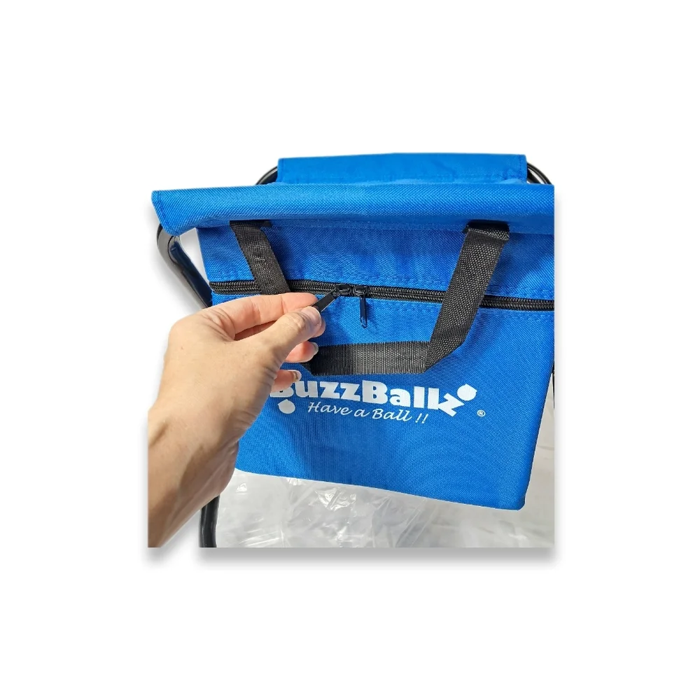 BuzzBallz Travel Compact Small Storage Summer Beach Handle Zipper Cooler Chair